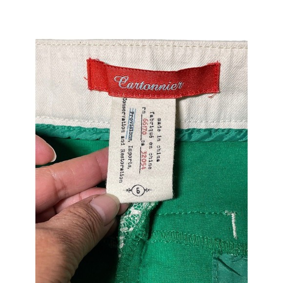 Anthropologie Cartonnier Rose‎ Point Green Floral Lace Overlay Shorts Sz 6 - Picture 12 of 12